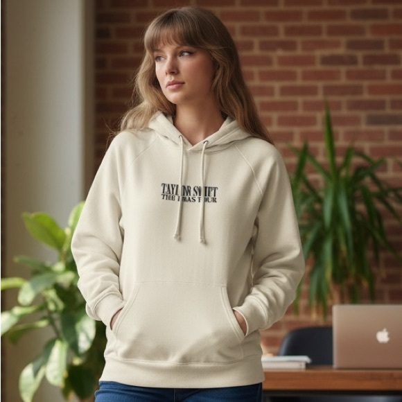 Taylor Swift Tops - Official Taylor Swift The Eras Tour II Cream Hoodie w/ black/white Graphic Print